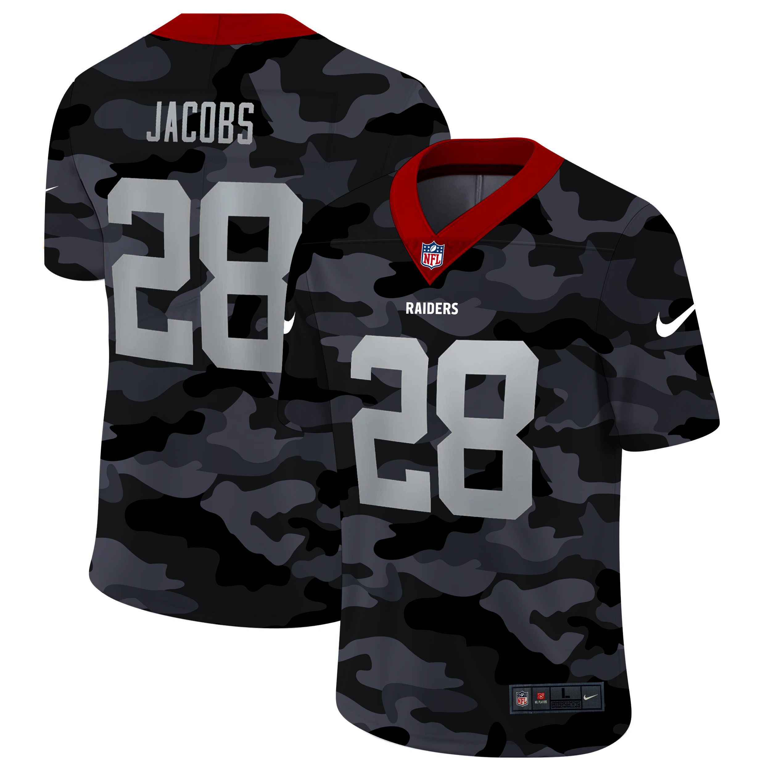 Men's Las Vegas Raiders #28 Josh Jacobs Camo Limited Stitched Jersey